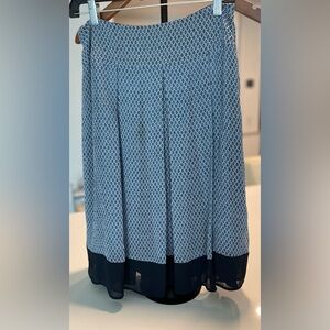 Navy Blue A-Line Skirt with Checkered Pattern Flowy Women's Size: 6